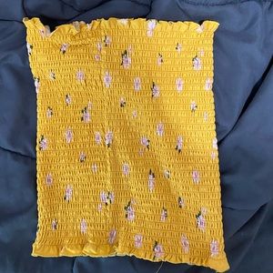 Yellow flower print tube top medium